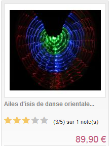 Ailes d'isis de danse orientale lumineuses vert bleu rouge